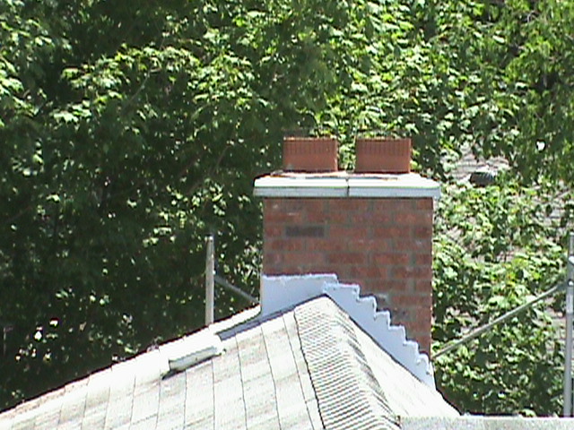 Chimney on roof in Toronto.