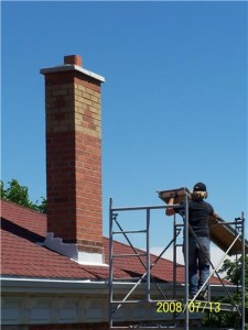 Chimney Repaired with Turnbull Masonry workers.