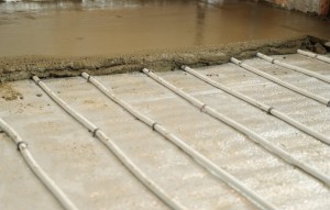 Concrete floor heating installation